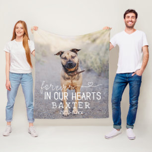 Forever In Our Hearts Photo Pet Memorial Fleece Blanket