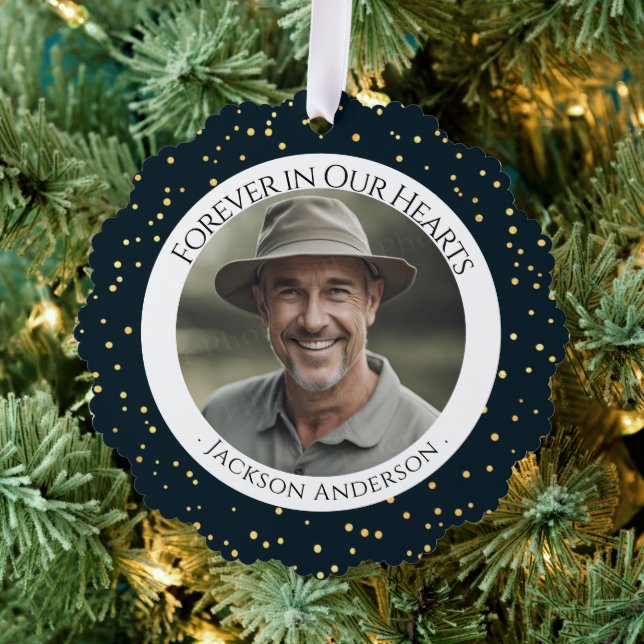 Forever in Our Hearts Photo Remembrance Tree Decoration Card (Insitu (Tree))