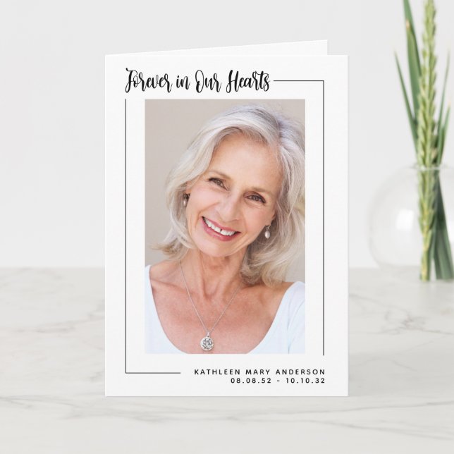 Forever in Our Hearts Photo Sympathy Funeral Thank Thank You Card (Front)