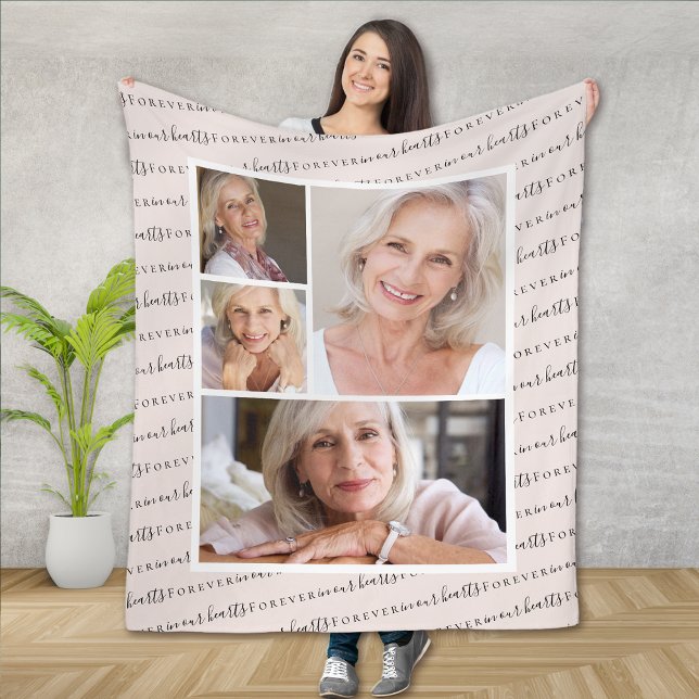 Forever in Our Hearts Photo Sympathy Memorial  Fleece Blanket (Creator Uploaded)