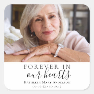 Forever in Our Hearts Photo Sympathy Memorial   Square Sticker