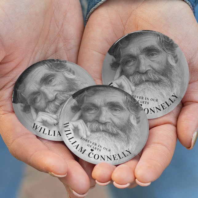 Forever In Our Hearts Photograph Memorial Funeral 6 Cm Round Badge (Creator Uploaded)
