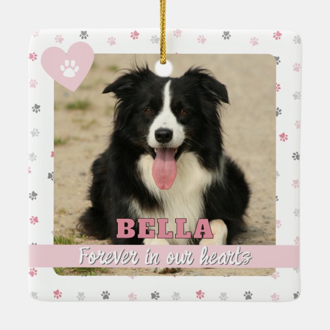 Forever in our Hearts Rainbow Bridge Pet Loss Ceramic Ornament (Back)