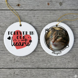 Forever In Our Hearts Red Graphic Ceramic Ornament