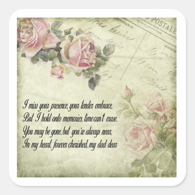 Forever in Our Hearts: Remembering Dad Square Sticker (Front)