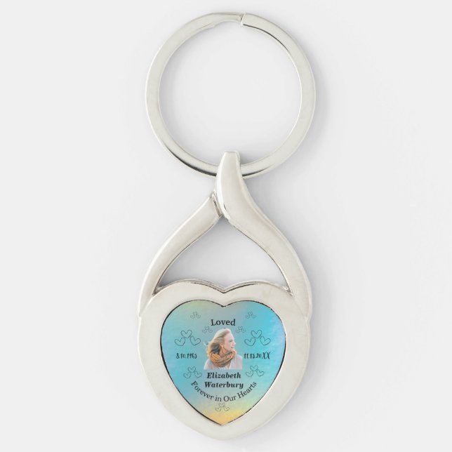 Forever In Our Hearts Remembrance Memento Keepsake Key Ring (Front)