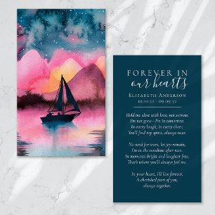 Forever in Our Hearts Sailboat Funeral Prayer Card