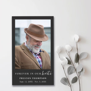 Forever In Our Hearts Script  Funeral Prayer Photo Business Card