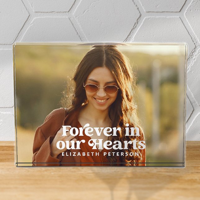 Forever in our Hearts Simple Custom Photo Memorial Block (Creator Uploaded)