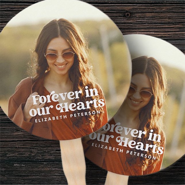 Forever in our Hearts Simple Custom Photo Memorial Hand Fan (Creator Uploaded)