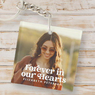 Forever in our Hearts Simple Custom Photo Memorial Key Ring