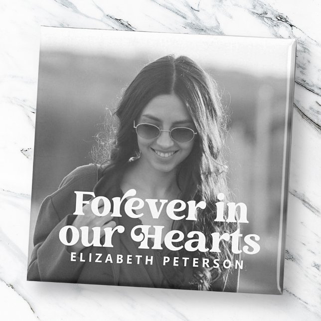 Forever in our Hearts Simple Custom Photo Memorial Magnet (Creator Uploaded)
