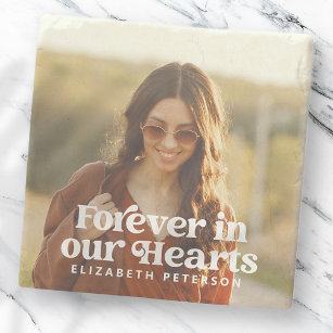 Forever in our Hearts Simple Custom Photo Memorial Stone Coaster