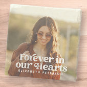 Forever in our Hearts Simple Custom Photo Memorial Stone Coaster