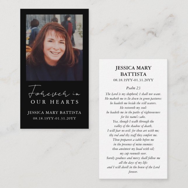Forever in Our Hearts Simple Funeral Prayer Card (Front/Back)