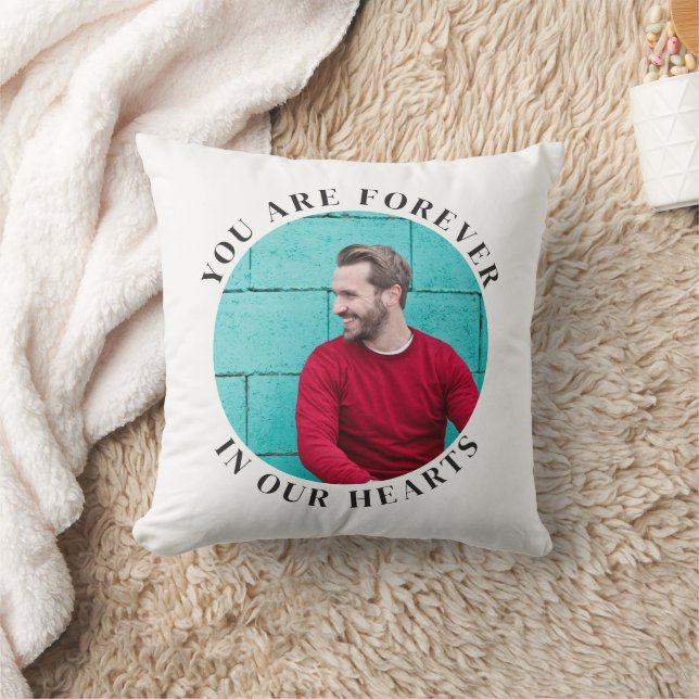 Forever In Our Hearts Simple Round Keepsake Photo Cushion (Blanket)