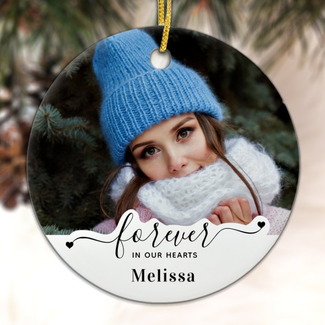 Forever in our Hearts - Sympathy Keepsake Memorial Ceramic Ornament (Creator Uploaded)