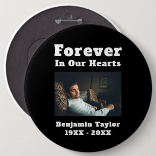 Forever In Our Hearts Text In Loving Memory Photo 6 Cm Round Badge