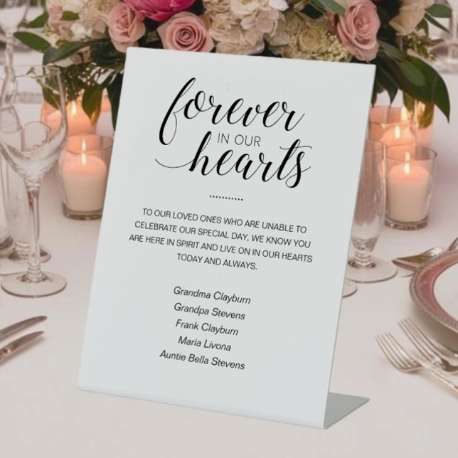 Forever In Our Hearts With Names Memorial Wedding Pedestal Sign (Creator Uploaded)