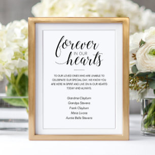 Forever In Our Hearts With Names Memorial Wedding Poster