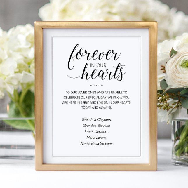 Forever In Our Hearts With Names Memorial Wedding Poster (Creator Uploaded)
