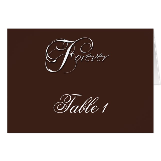 Forever Initials on Espresso Brown Table Number (Front Horizontal)
