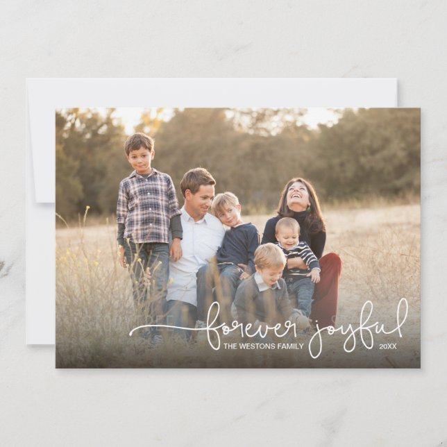 Forever Joyful Simple Holiday Photo Card (Front)