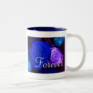 Forever Love Blue Purple Rose Two-Tone Coffee Mug