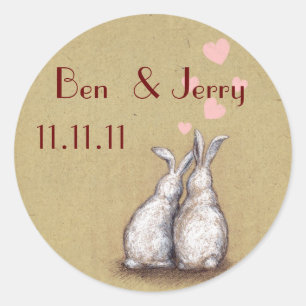 Forever Love Bunnies Custom Save The Date Sticker