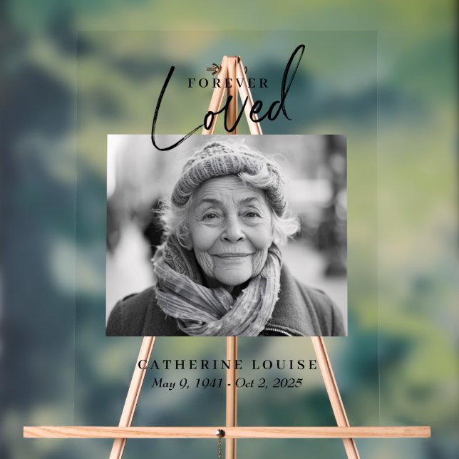 Forever Love Celebration of Life Funeral Welcome Acrylic Sign (Neutral)