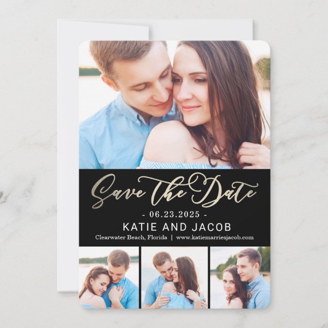 Forever Love Collage Wedding Save The Date Card (Front)