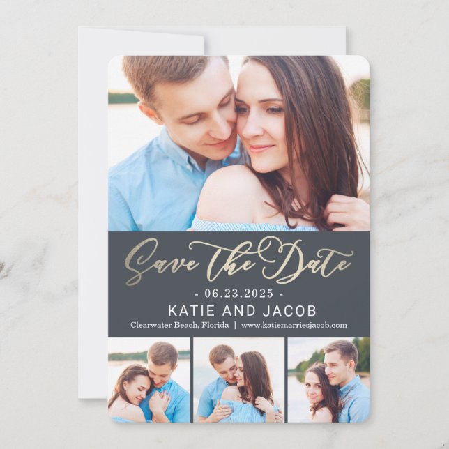 Forever Love Collage Wedding Save The Date Card (Front)