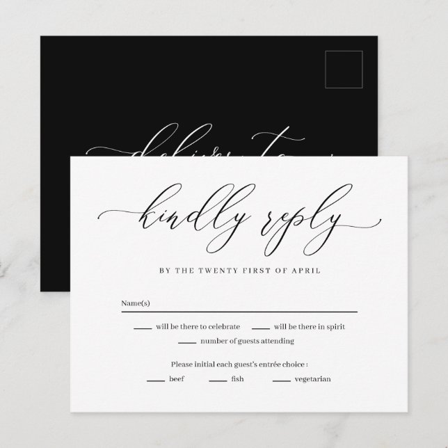 Forever Love Editable Colour RSVP Reply Card (Front/Back)