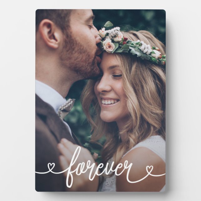 Forever Love Hearts Valentines Personalised Photo Plaque (Front)