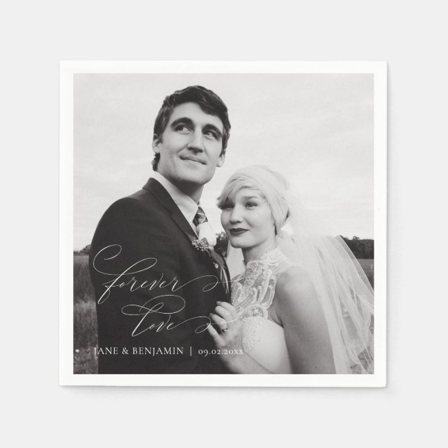 Forever Love Photo Wedding Brunch  Napkin (Front)