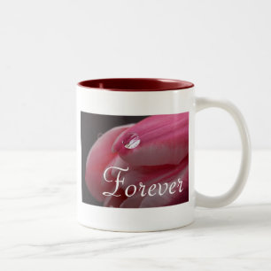 Forever Love Pink Rose Raindrop Two-Tone Coffee Mug