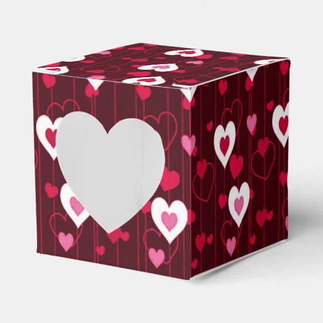 Forever Love Red Hearts  Favour Box (Front Side)