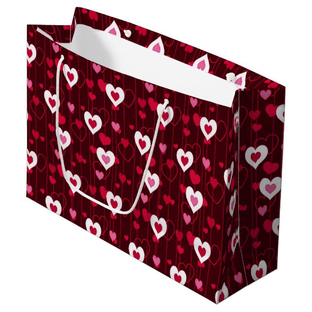 Forever Love Red Hearts  Large Gift Bag (Front Angled)