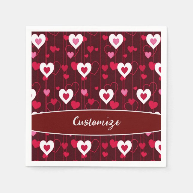 Forever Love Red Hearts Napkin (Front)