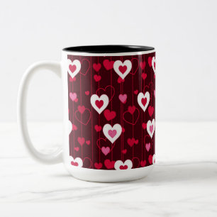 Forever Love Red Hearts   Two-Tone Coffee Mug