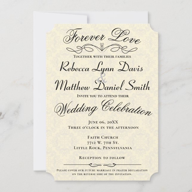 Forever Love Wedding Invitation Prayer Declaration (Front)