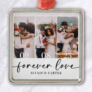Forever Love Wedding Photos Keepsake Metal Ornament
