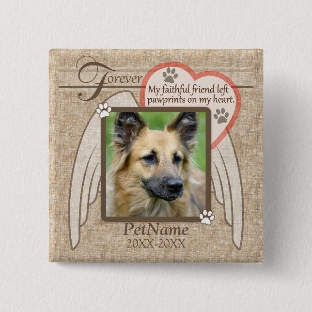 Forever Loved Angel Wings Pet Sympathy Custom 15 Cm Square Badge (Front)