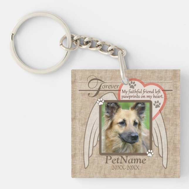 Forever Loved Angel Wings Pet Sympathy Custom Key Ring (Front)