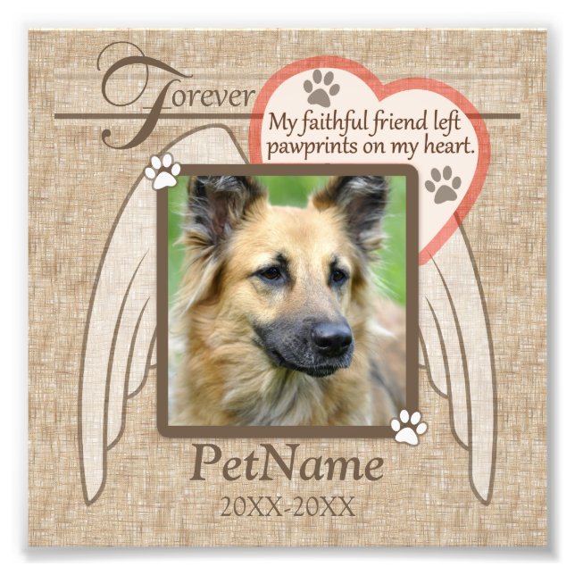 Forever Loved Angel Wings Pet Sympathy Custom Photo Print (Front)