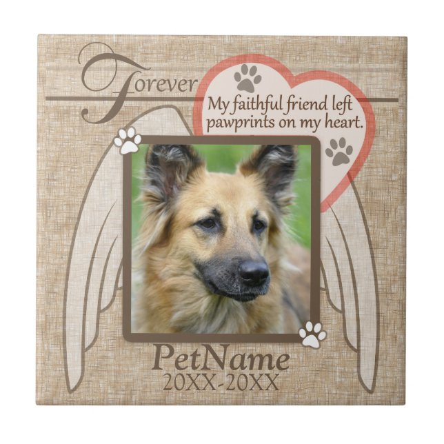 Forever Loved Angel Wings Pet Sympathy Custom Tile (Front)