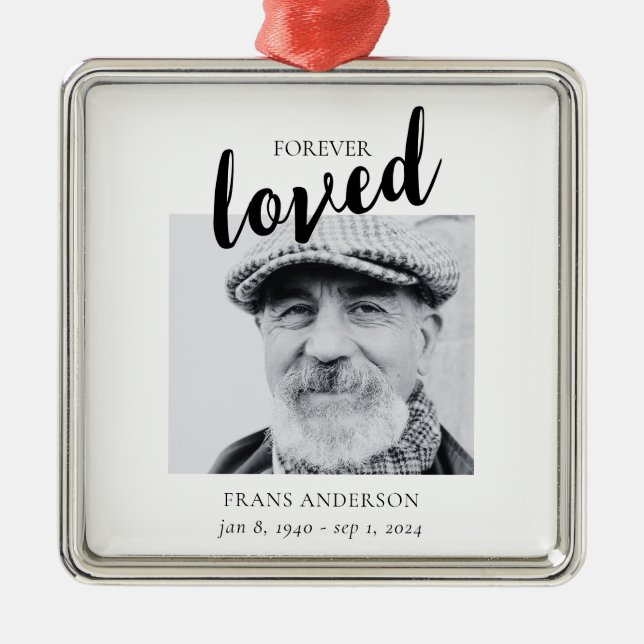 Forever Loved Custom Memorial Photo Ornament (Front)