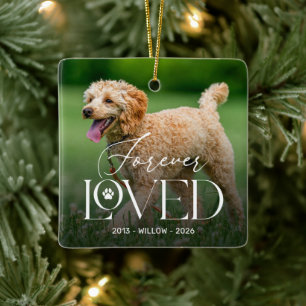 Forever Loved Dog Memorial Photo Ornament