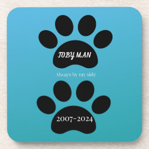 Forever Loved Double Paw Print Design Coaster