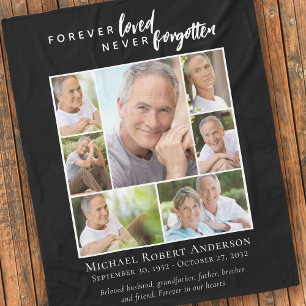 Forever Loved Funeral Memorial Photo Fleece Blanket